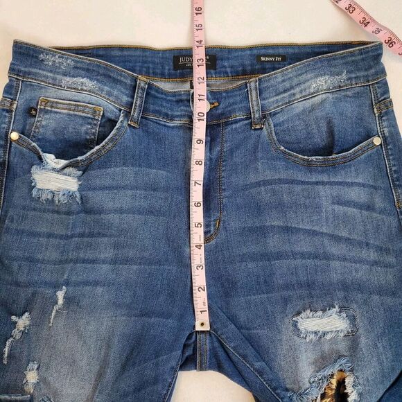 Judy Blue Jeans Womens 18W Leopard Print Patches Skinny Fit Distressed JB8265MD - Picture 8 of 10